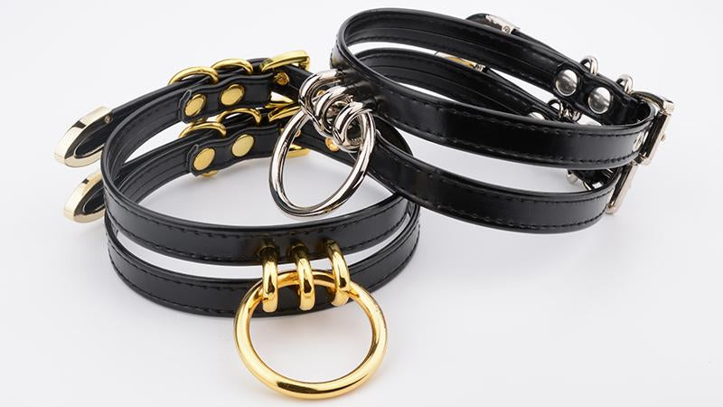 Double Caged Slave Collar Gothic Silver Gold Metal Choker