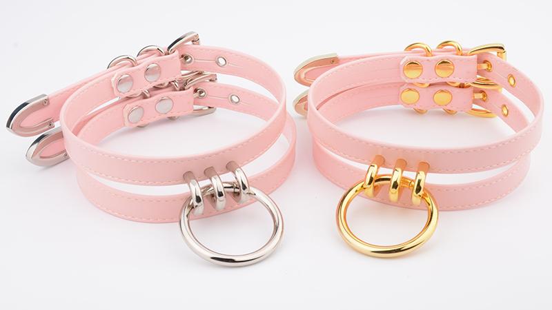 Double Caged Slave Collar Gothic Silver Gold Metal Choker