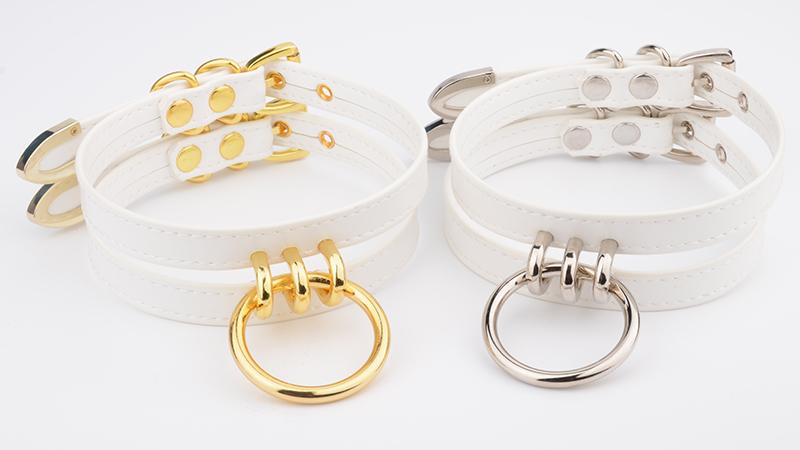 Double Caged Slave Collar Gothic Silver Gold Metal Choker