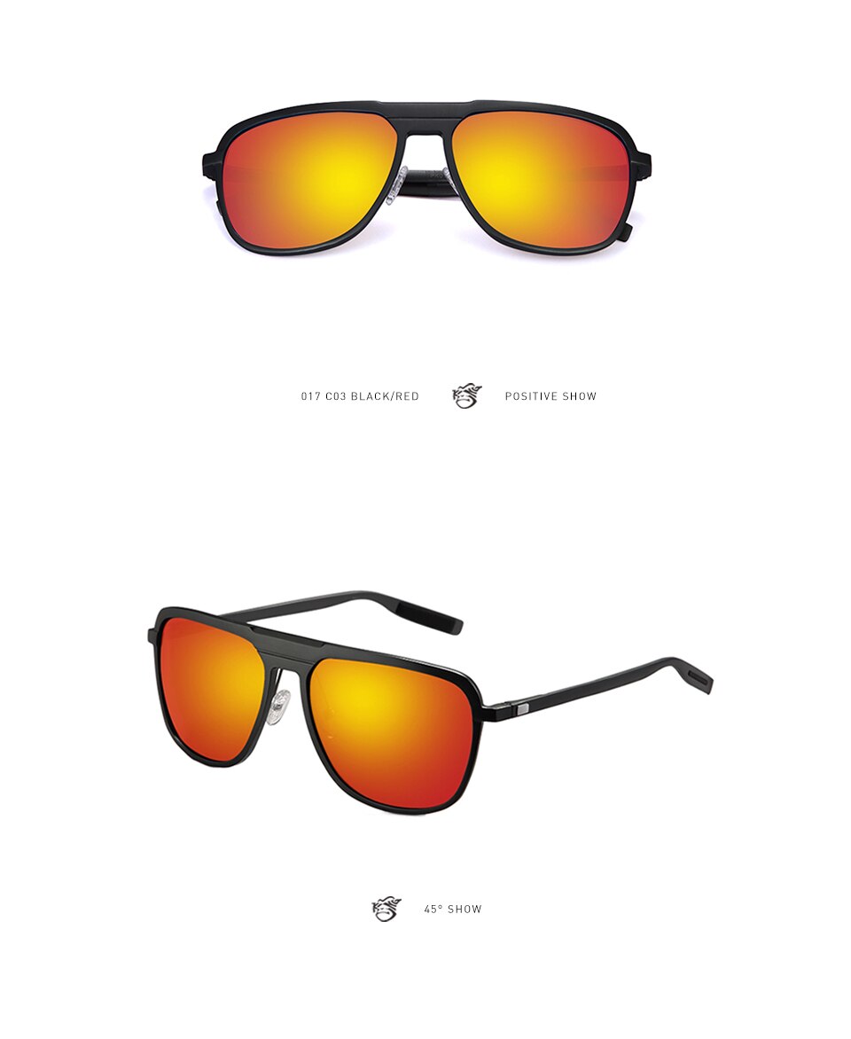Aluminium Frame Red Black Polarized Sunglasses For Men Eye Protection