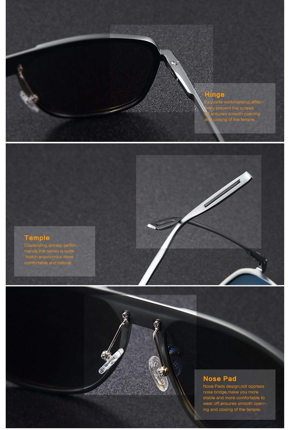 Aluminium Frame Red Black Polarized Sunglasses For Men Eye Protection