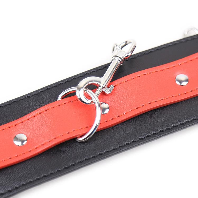 Sexy Leather Bondage Collar Lead Chain Dog Roleplay Puppy Pet Play B-D-S-M