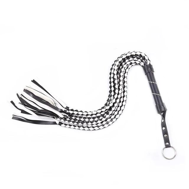 88Cm Black White Woven Flogger Bdsm Spanking Play Sex Toy