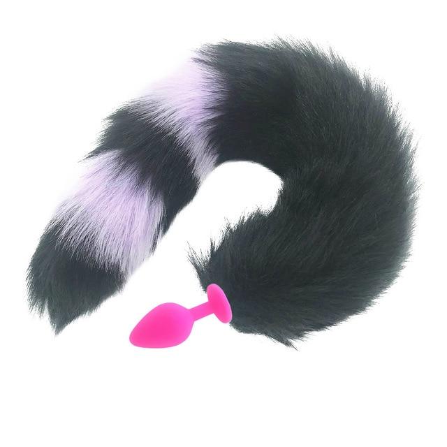 Black Fox Tail Anal Butt Plug Faux Fur Stainless Steel Cosplay Bdsm Pet Play