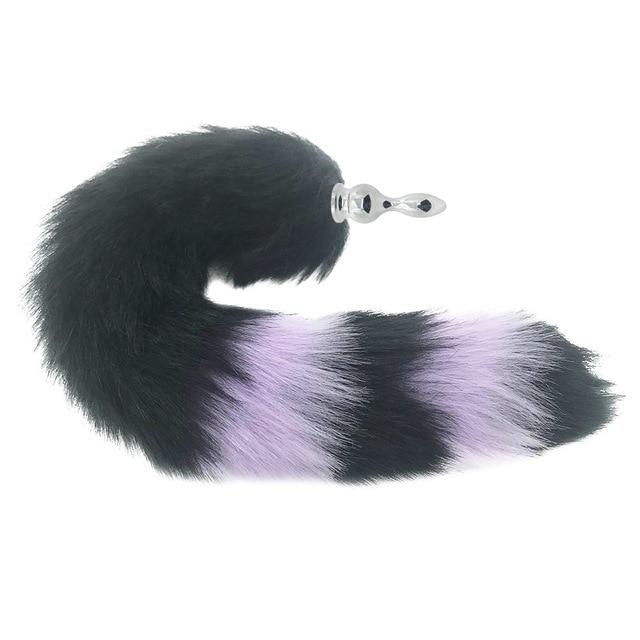 Black Fox Tail Anal Butt Plug Faux Fur Stainless Steel Cosplay Bdsm Pet Play