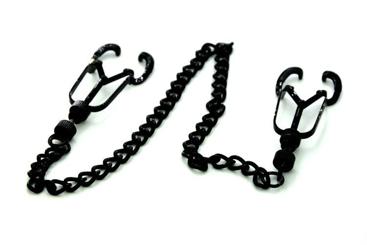 Black Metal Nipple Clamps Chain Breast Bondage Bdsm Kink Fetish Restraints