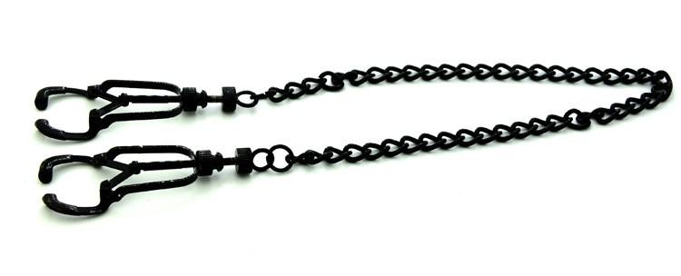 Black Metal Nipple Clamps Chain Breast Bondage Bdsm Kink Fetish Restraints