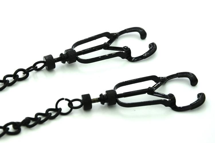 Black Metal Nipple Clamps Chain Breast Bondage Bdsm Kink Fetish Restraints