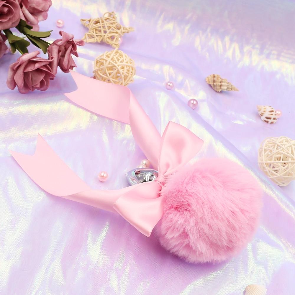 1 Sets of House Of Dasein 1 Sets Pink White Ears Headband Kitten Or Rabbit Tail Metal Butt Plug