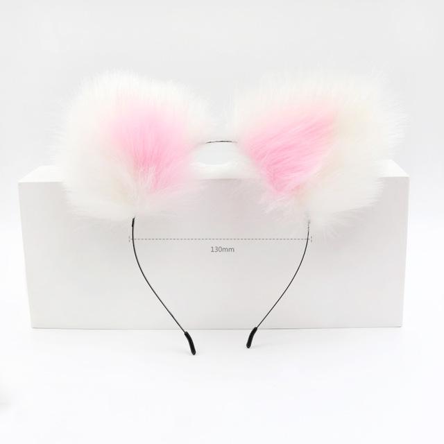1 Sets of House Of Dasein 1 Sets Pink White Ears Headband Kitten Or Rabbit Tail Metal Butt Plug