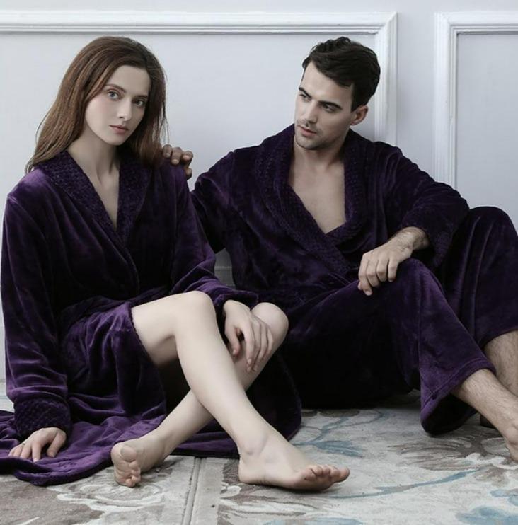 1 Sets of Hod Health & Home 1 Sets Of Long Warm Coral Fleece Plush Soft Winter Dressing Gown Men Women