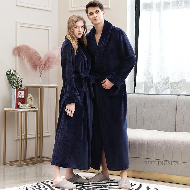 1 Sets of Hod Health & Home 1 Sets Of Long Warm Coral Fleece Plush Soft Winter Dressing Gown Men Women