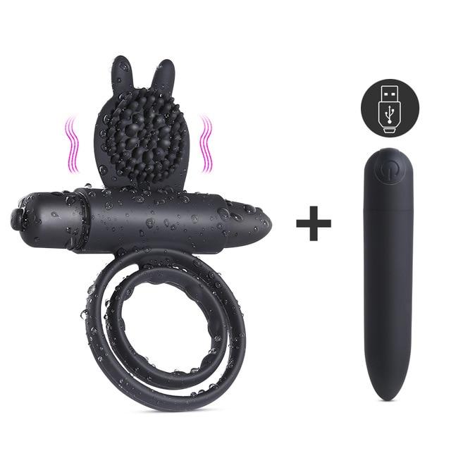 Cock Mini Vibrator Silicone Vibrating Double Penis Ring