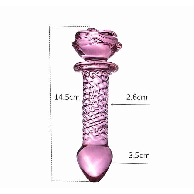 Pink Rose Smooth Anal Beads Butt Plug Glass Dildo