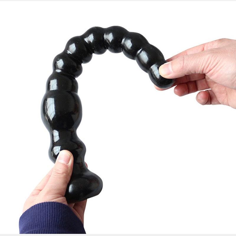 Small / Large Long Black Beads Butt Plug Prostate Massager Anal Play Fetish