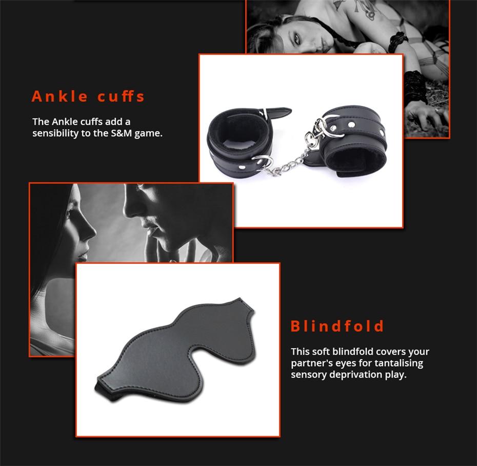 Bdsm Beginner Under Bed Restraints Kit Wrist Ankle Cuffs Blindfold