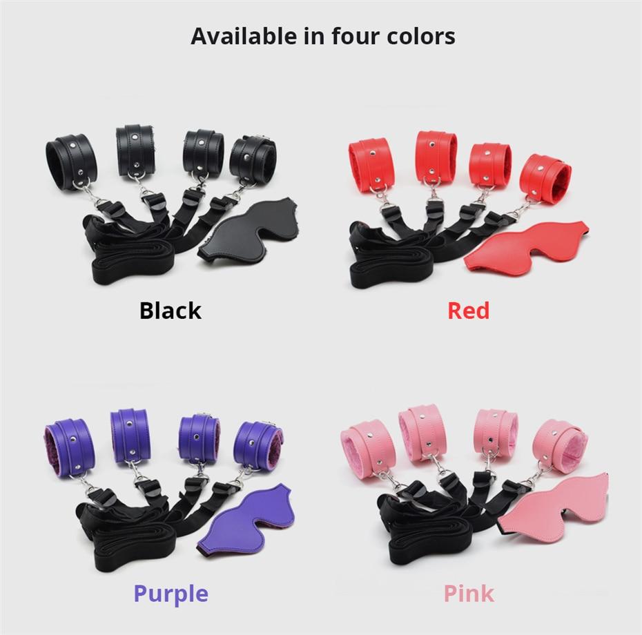 Bdsm Beginner Under Bed Restraints Kit Wrist Ankle Cuffs Blindfold