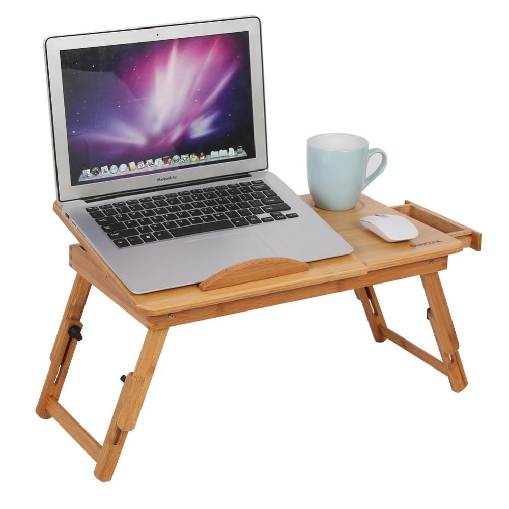 Folding Bamboo Laptop Table Computer Stand Desk Office