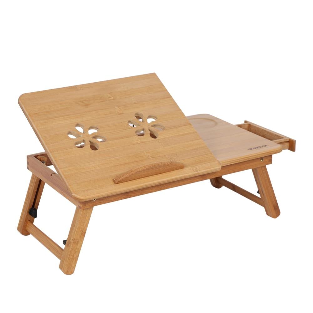 Folding Bamboo Laptop Table Computer Stand Desk Office