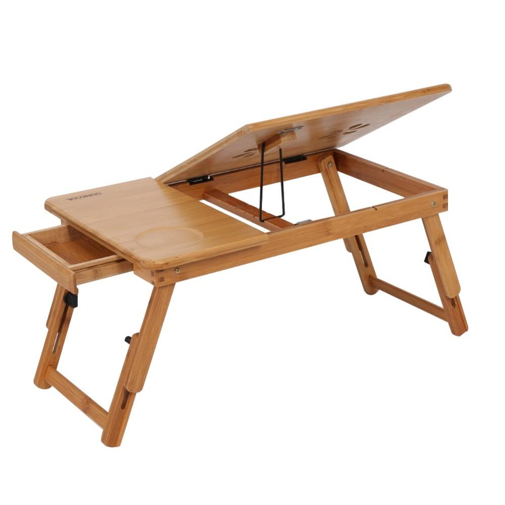 Folding Bamboo Laptop Table Computer Stand Desk Office