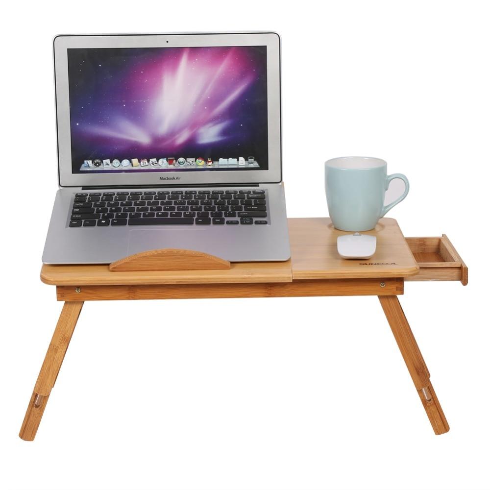 Folding Bamboo Laptop Table Computer Stand Desk Office
