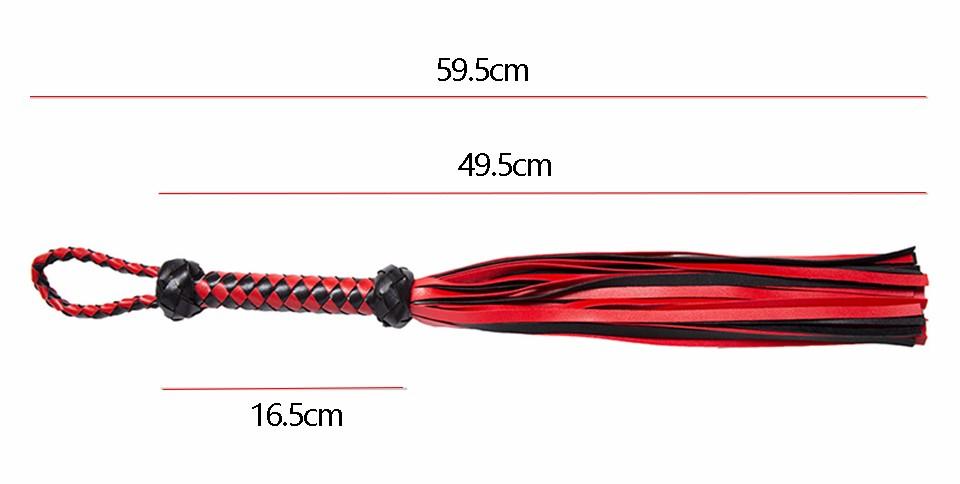 Red Black Bdsm Flogger Spanking Whip Impact Play Kink Fetish