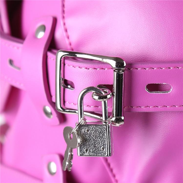 Pink Blue Fetish Full Hood With Mouth Dildo Gag Bdsm Bondage Sex Mask
