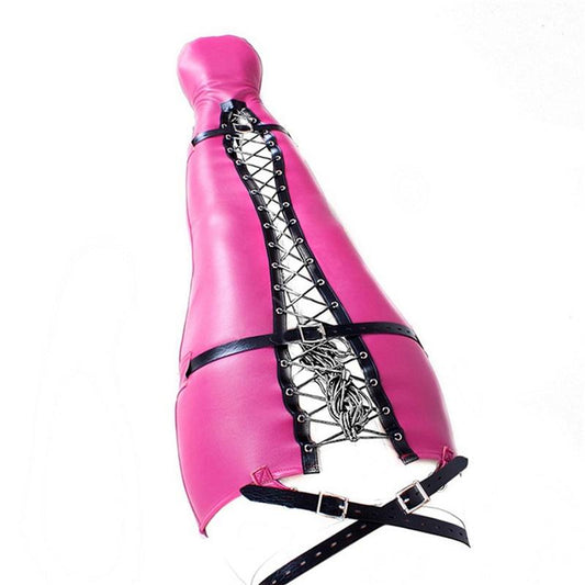 Bdsm Pink Pu Leather Leg Binder Mermaid Body Sack Bondage Restraints