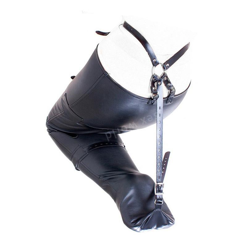 Bdsm Pink Pu Leather Leg Binder Mermaid Body Sack Bondage Restraints