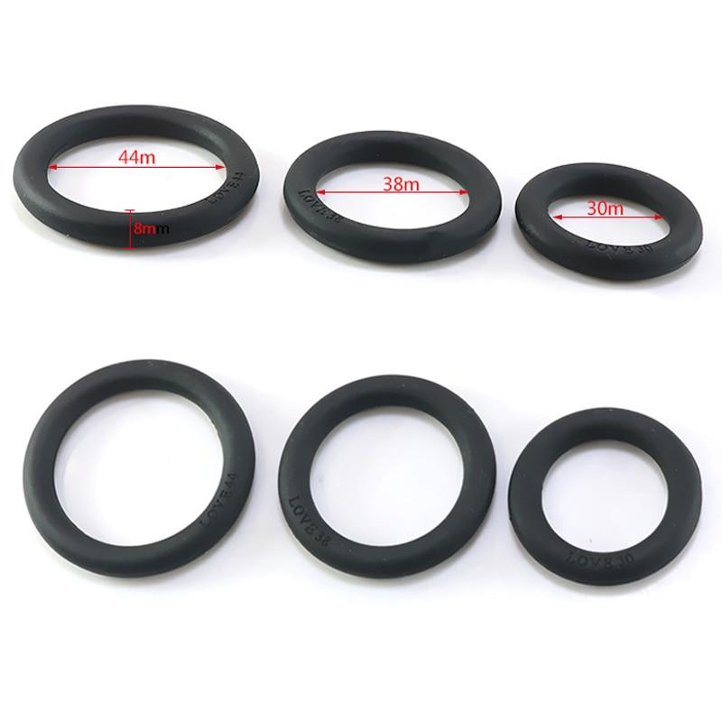 3 / Set Stretchy Silicone Black Cock Rings Elastic Penis Men