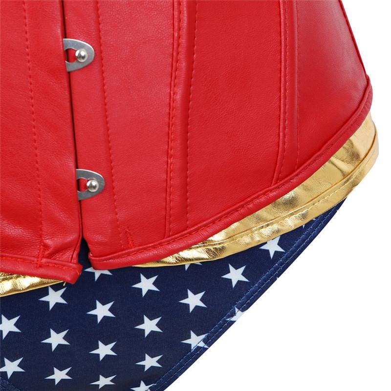 Wonder Woman Faux Leather Corset Costume With Blue Pants Cosplay Superhero