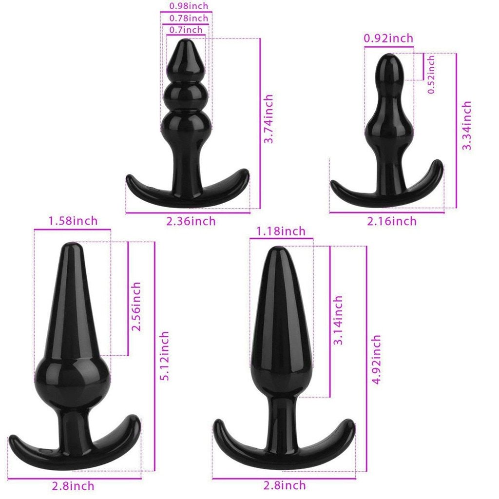 7Pcs Black Trainer Butt Plug Set Anal Beads Vibrator