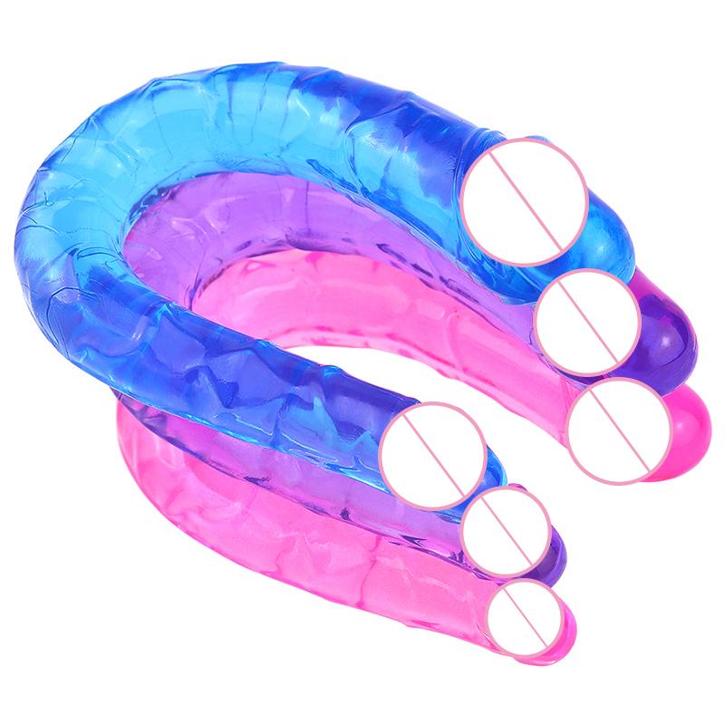 Colorful Double Ended Bdsm Dildo Soft Jelly Anal Plug Couples