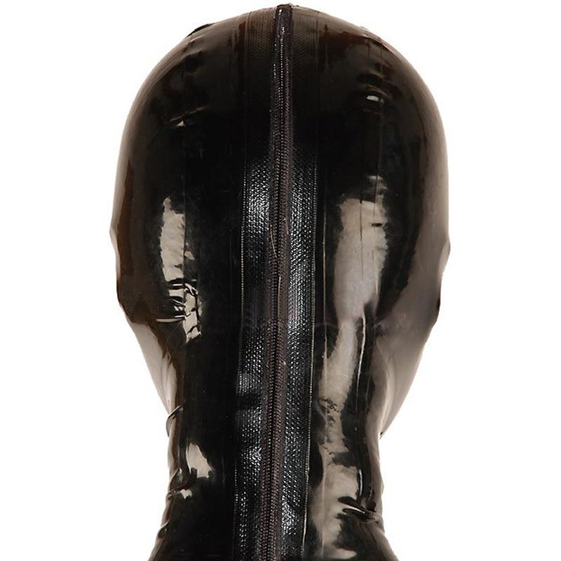 Black Half Face Latex Hood Eye Cover Rubber Open Mouth Mask Bdsm Fetish