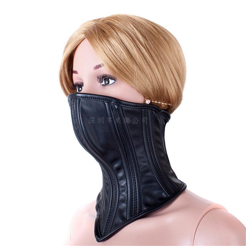 Sexy Black Leather Neck Corset Masked Mystery Submissive Bdsm Fetish