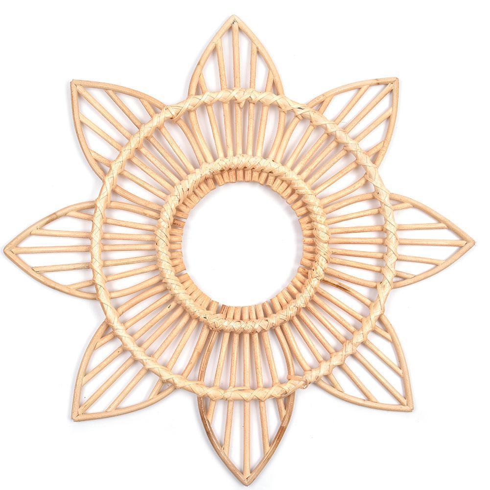 Boho Sunflower Floral Rattan Wall Art Decor