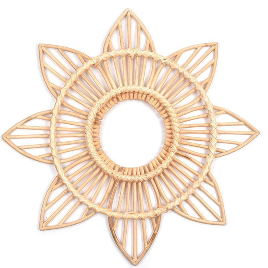Boho Sunflower Floral Rattan Wall Art Decor