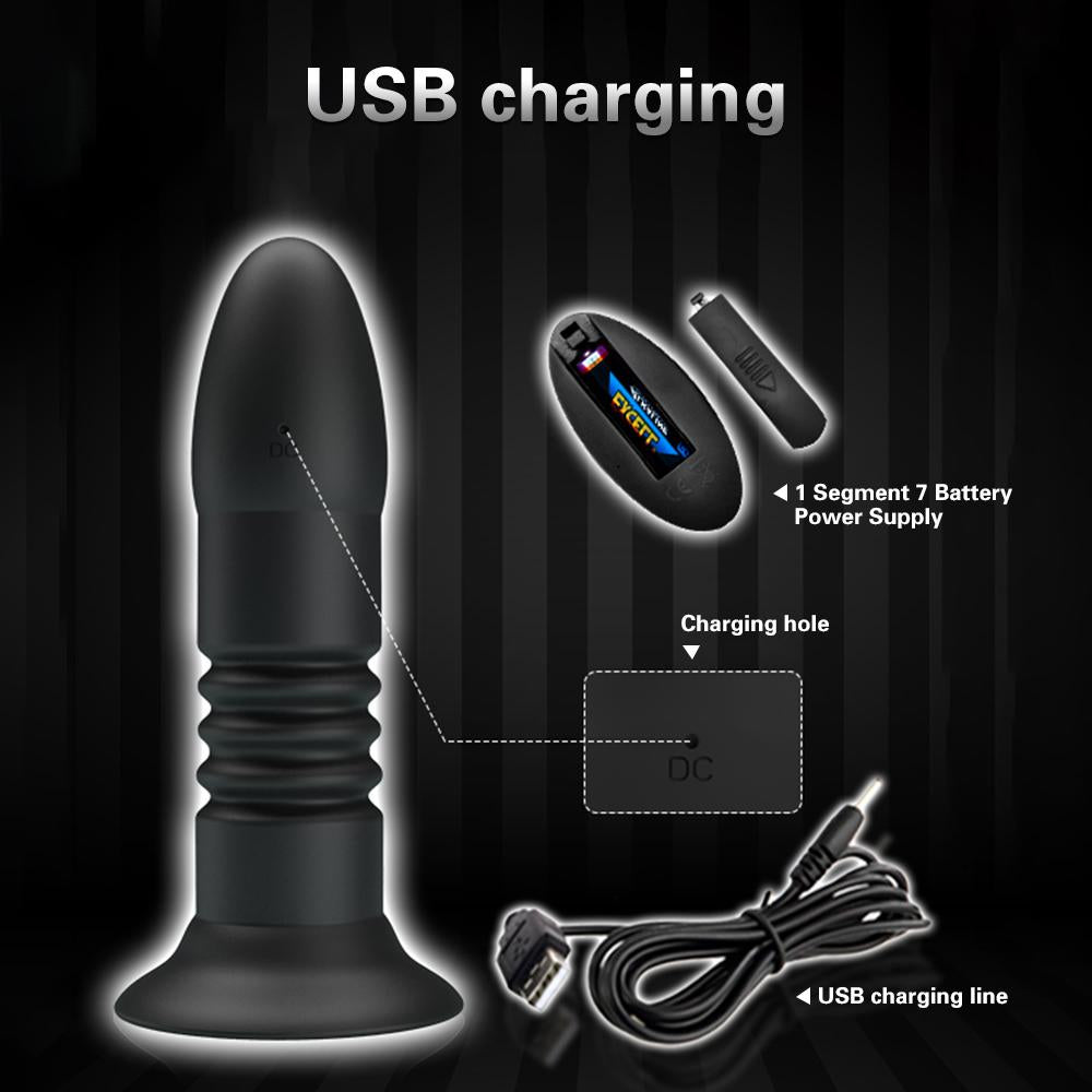 Telescopic Thrusting Anal Vibrator Bdsm Wireless Butt Plug