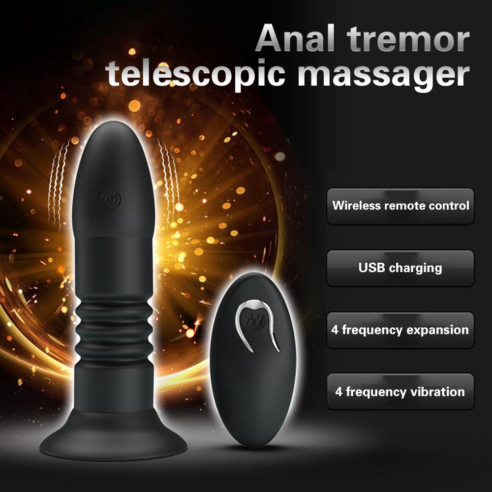 Telescopic Thrusting Anal Vibrator Bdsm Wireless Butt Plug