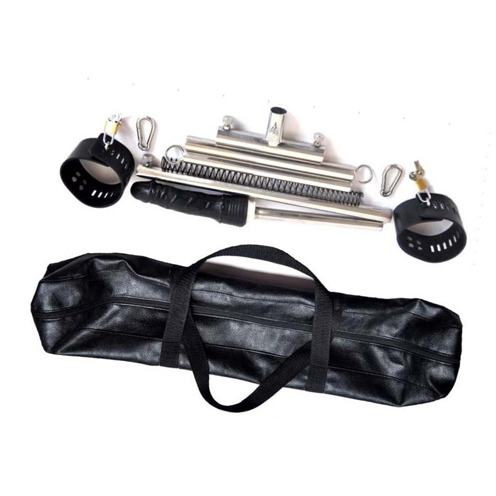 Stainless Steel Leg Spreader Bar Black Dildo Bondage Device Bdsm Restraints