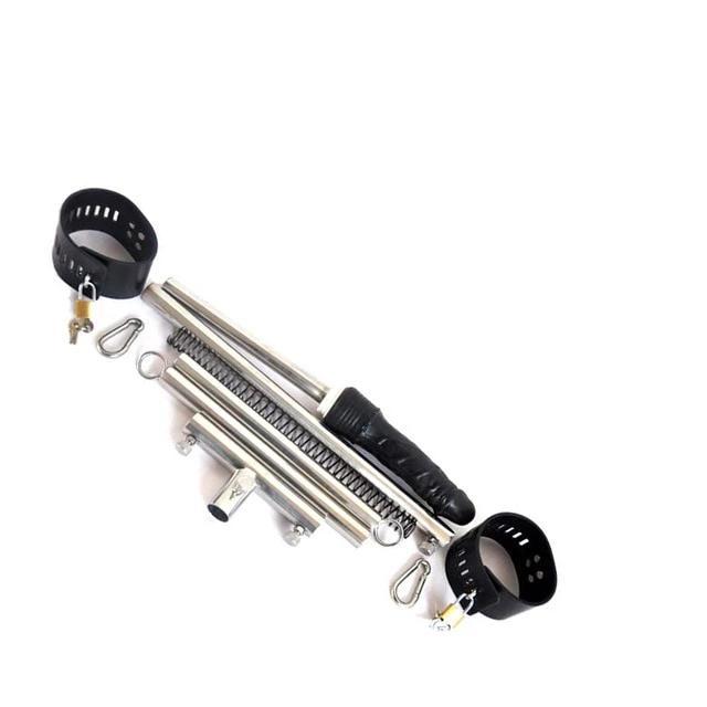 Stainless Steel Leg Spreader Bar Black Dildo Bondage Device Bdsm Restraints