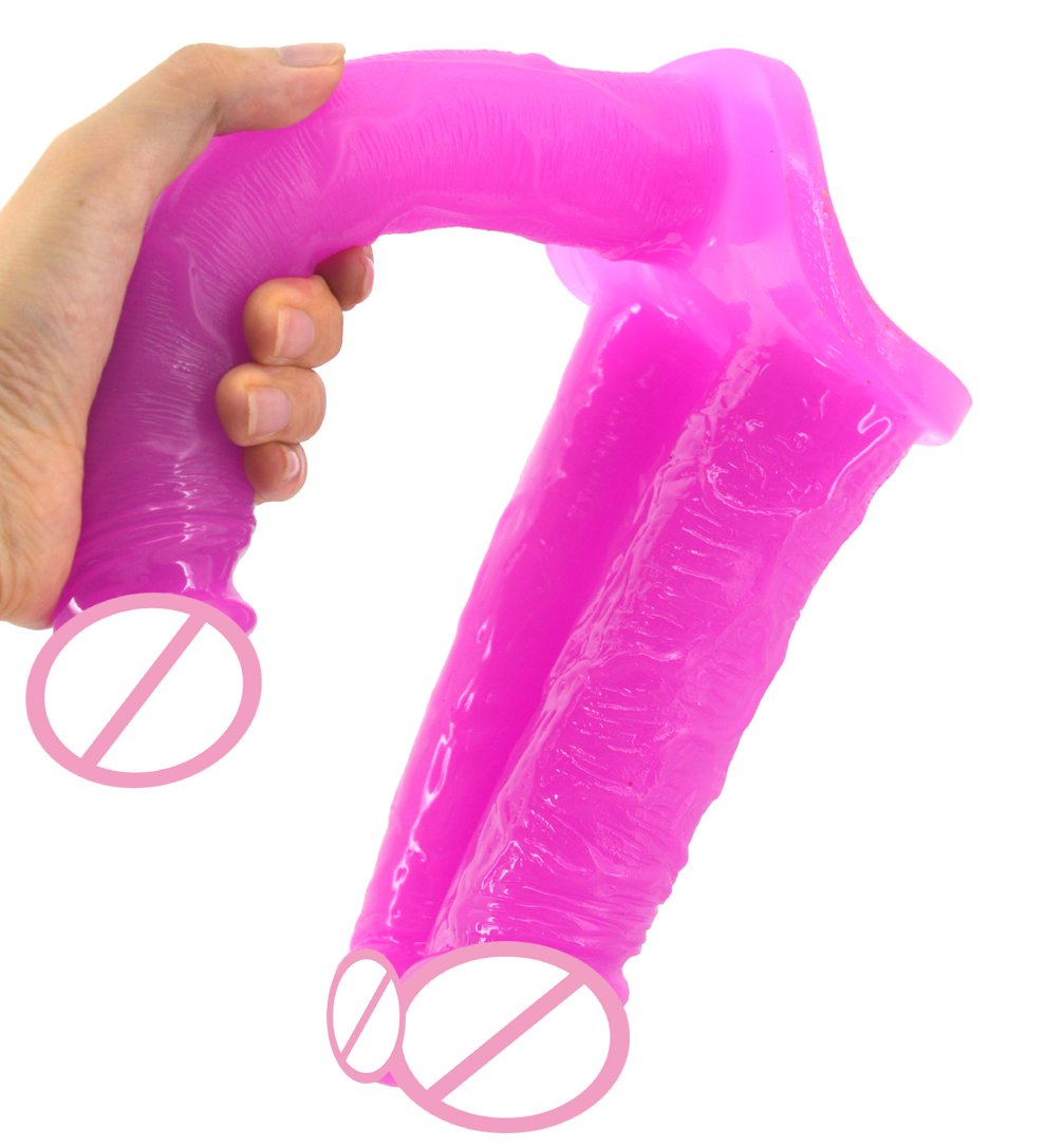 Big Three Dildo Dong Triple Penetration Purple Brown Flesh Realistic Penis Large