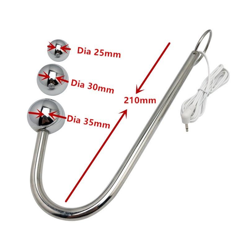 3 Sizes Electro Hook Electric Stimulation Toy Metal Anal Beads Bdsm