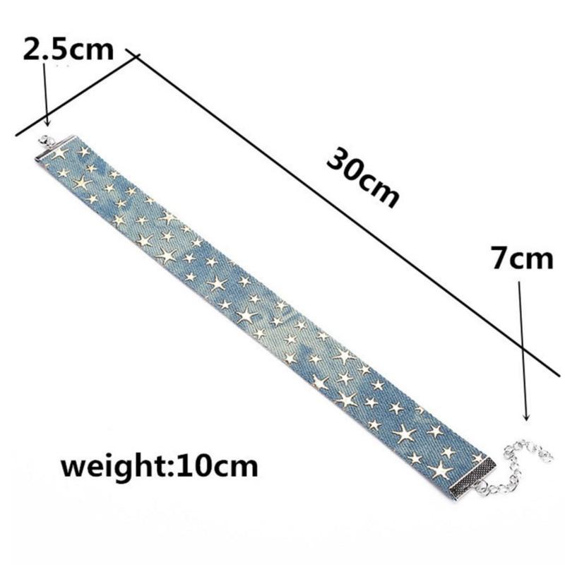 Day Collar Blue Star Choker Distressed Denim Necklace Fetish Kink