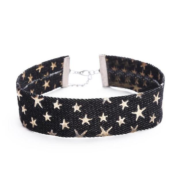 Day Collar Blue Star Choker Distressed Denim Necklace Fetish Kink