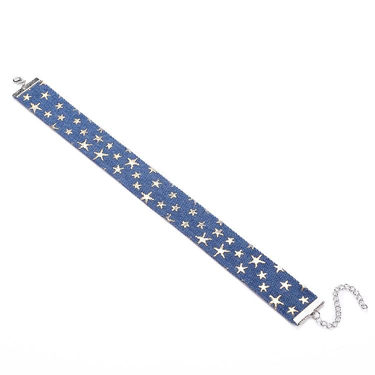Day Collar Blue Star Choker Distressed Denim Necklace Fetish Kink