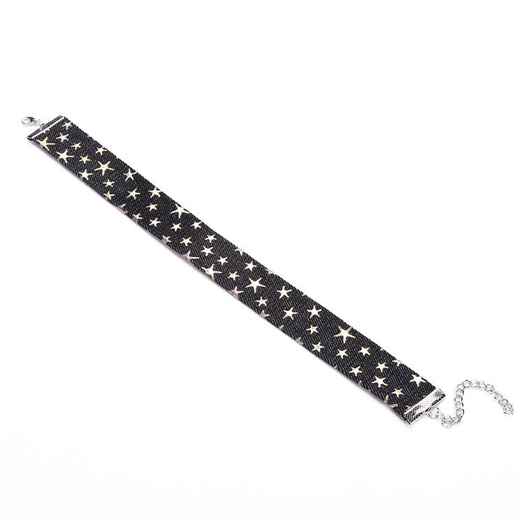 Day Collar Blue Star Choker Distressed Denim Necklace Fetish Kink