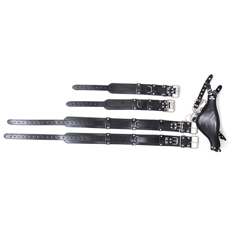 Black Leg Thigh Neck Bondage Restraints Kit Fetish Bdsm Spreader Bar