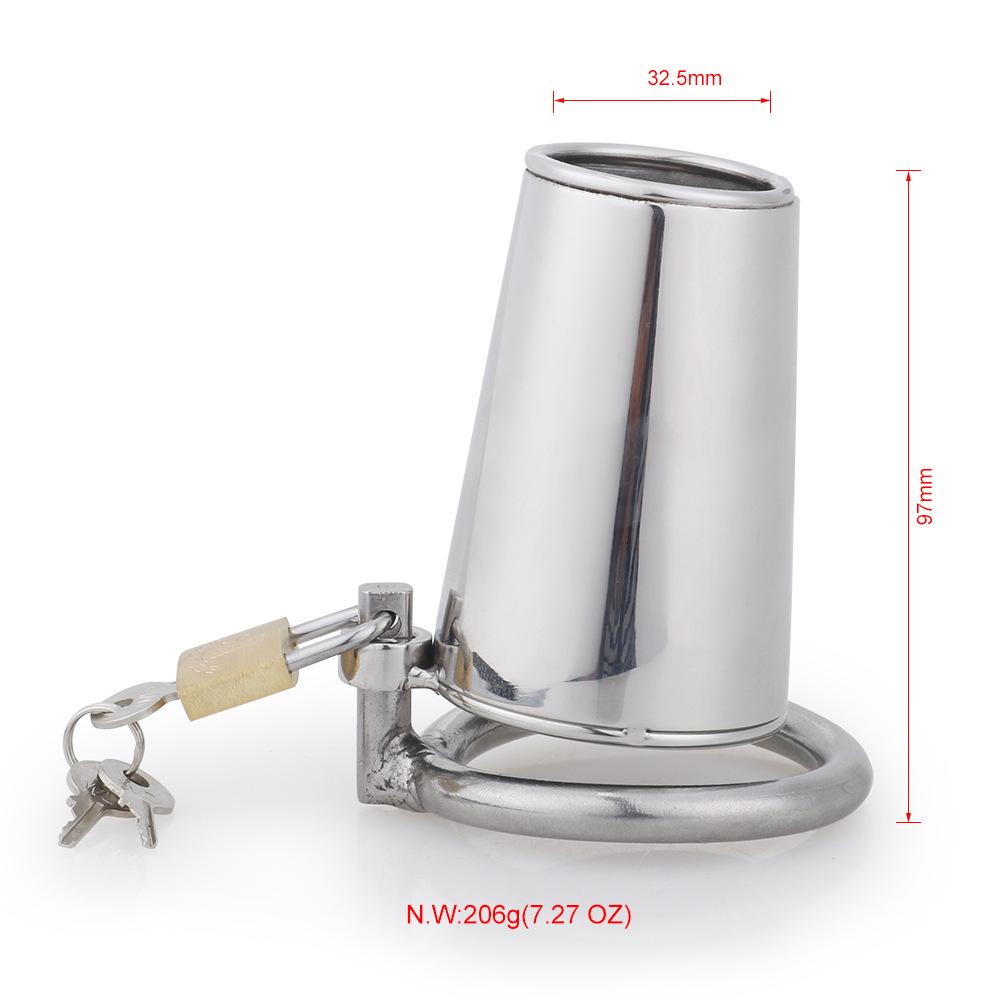 Stainless Steel Solid Cage Chastity Device Padlock Cock Ring Bdsm Fetish
