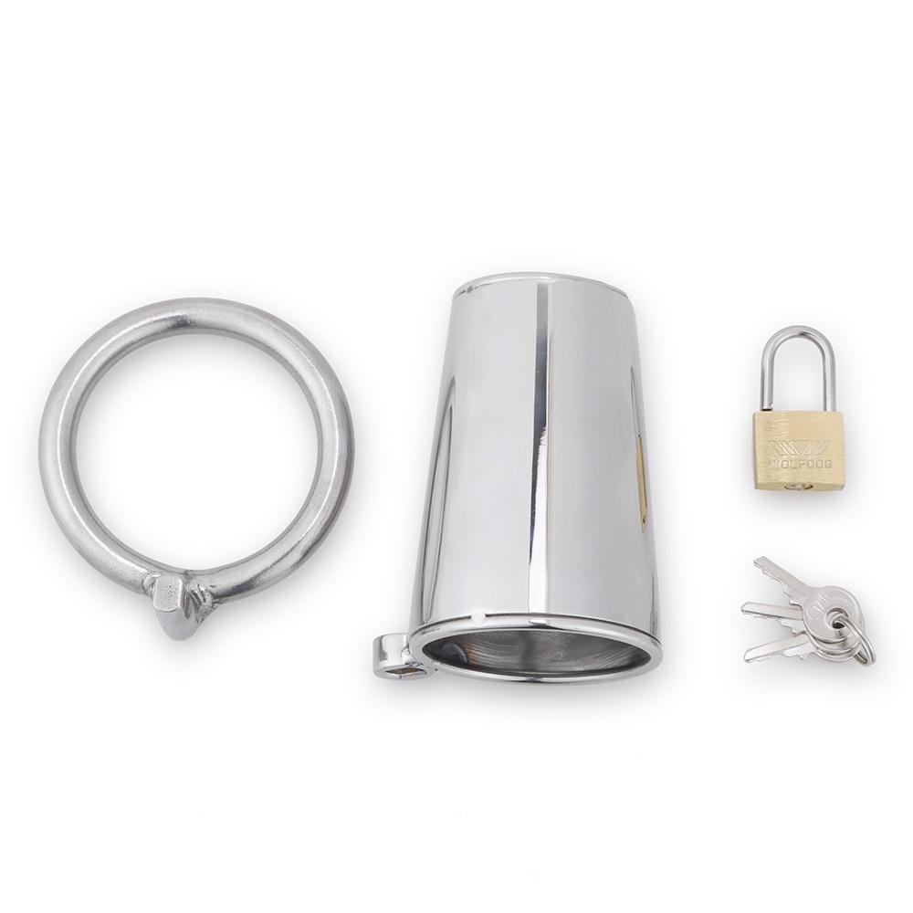 Stainless Steel Solid Cage Chastity Device Padlock Cock Ring Bdsm Fetish